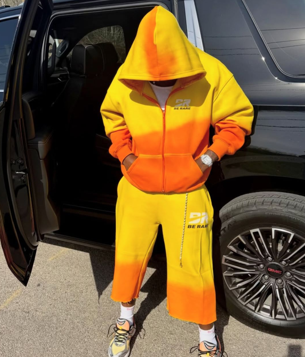 Zakistuff Sunset Gradient Zip Hoodie & Shorts Set