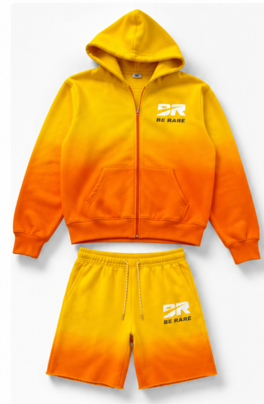 Zakistuff Sunset Gradient Zip Hoodie & Shorts Set