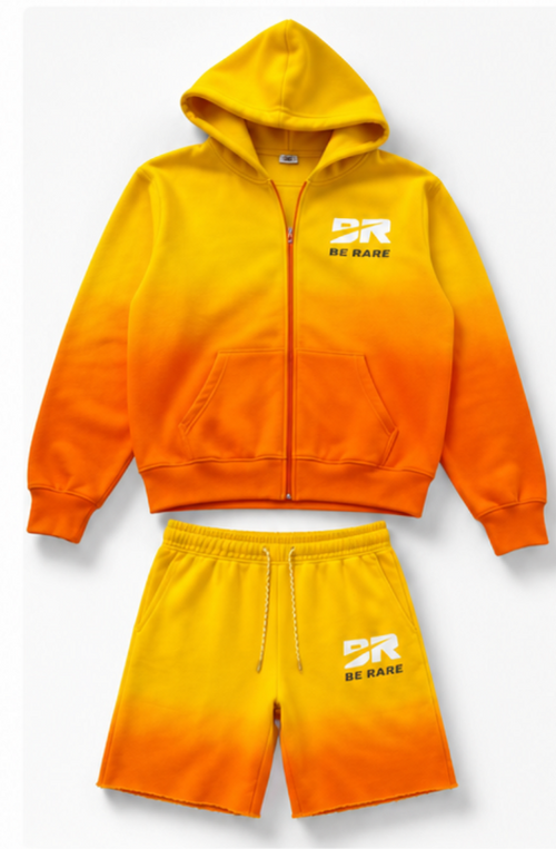 Zakistuff Sunset Gradient Zip Hoodie & Shorts Set